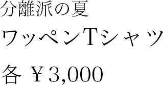 分離派の夏 ワッペンTシャツ 各¥3,000